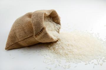 rice in burlap sack