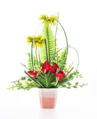 Vase flower isolated on white background