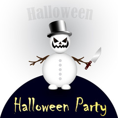 Evil snowman with a knife