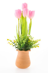 Vase flower isolated on white background