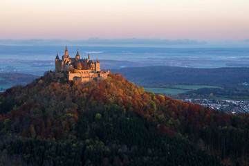 Fototapeta na wymiar Castle Hohenzollern at Sunrise in autumn