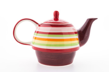 Colorful tea pot isolated on white background