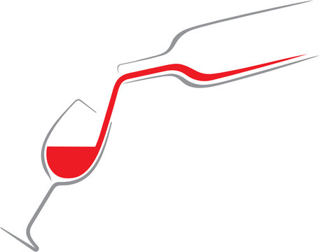 red wine pouring into glass, minimalist style clip art preview