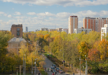 Fototapeta premium Sirenevyj boulevard in fall, Moscow, Russia