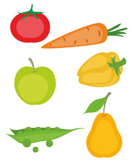 Set of vegetables and fruits