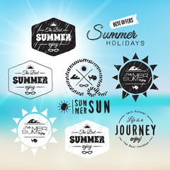 Vintage summer holidays typography design in doodle sketch style