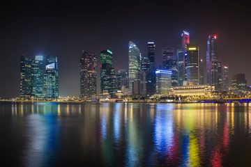Naklejka na ściany i meble Singapore city skyline at Marina Bay