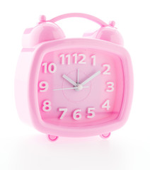 Pink clock isolated on white background