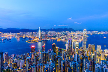 Obraz premium HONG KONG -August 8: Scene of the Victoria Harbour on August 8,