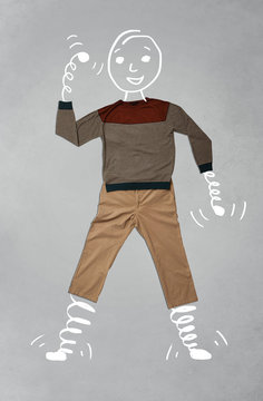 Funny cartoon character in casual clothes