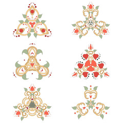 Vector set of six floral elements