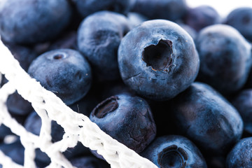 Blueberry basket isolated on white