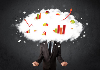 Modern business man with a graph cloud head