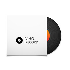 Black vintage vinyl record with blank cover case isolated on