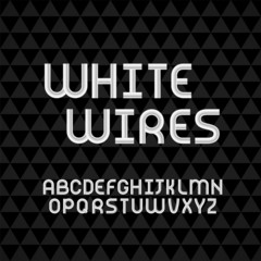 Wired wavy cable, white contour alphabet