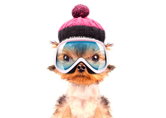 dog  dressed as skier