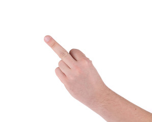Hand shows middle finger.