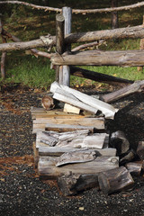 Pile of chopped  firewood