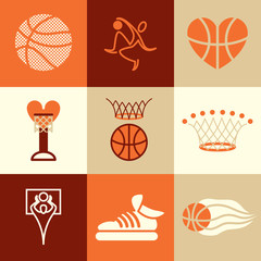 Fototapeta premium basketball icons vector set