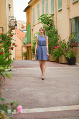 Beautiful young tourist in Cannes on Le Suquet