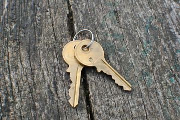 keys on the old wooden floor
