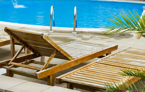 deckchairs at the pool