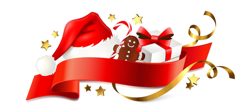 Signet mit Nikolaus-M&uuml;tze u. Geschenken - Weihnachten