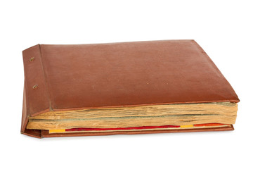 Vintage photoalbum for photos on white isolated background