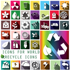 white color recycle icons