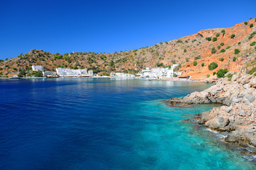 Naklejka na ściany i meble Greek coastline village of Loutro in southern Crete