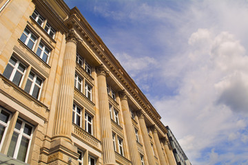 Fototapeta na wymiar Classical facade and blue sky in Frankfurt