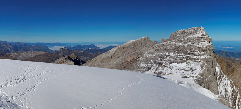 Panoramic view of the Glarnisch glacier, Swiss Alps, Switzerland