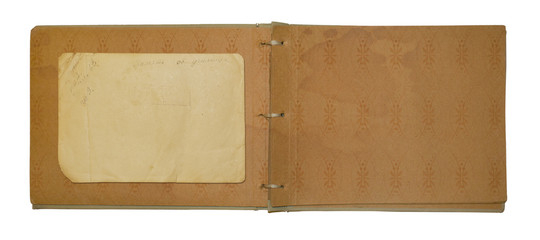 Vintage photoalbum for photos on white isolated background