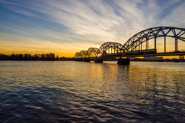 Fototapeta na wymiar Railroad Bridge in Riga