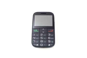 mobile phone with keypad on white background