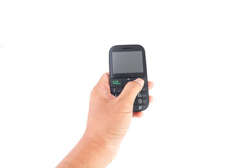 mobile phone with keypad on white background