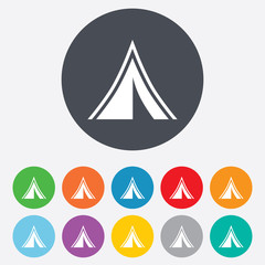 Tourist tent sign icon. Camping symbol.