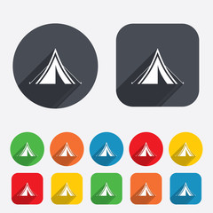 Tourist tent sign icon. Camping symbol.