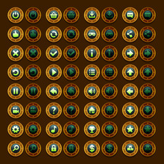 Game menu icons steampunk buttons set