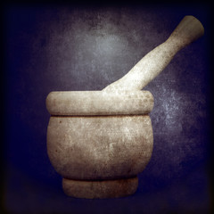 Wooden mortar and pestle