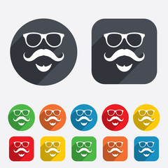 Mustache and Glasses sign icon. Hipster symbol.