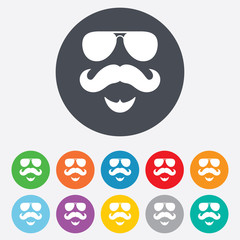 Mustache and Glasses sign icon. Hipster symbol.