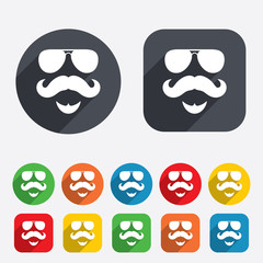 Mustache and Glasses sign icon. Hipster symbol.