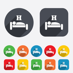 Hotel sign icon. Rest place. Sleeper symbol.