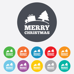 Merry christmas gift sign icon. Present symbol.