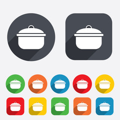 Cooking pan sign icon. Boil or stew food symbol.