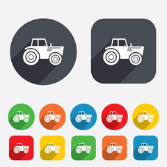 Tractor sign icon. Agricultural industry symbol.