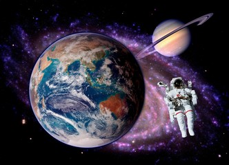 Astronaut Spaceman Earth Saturn