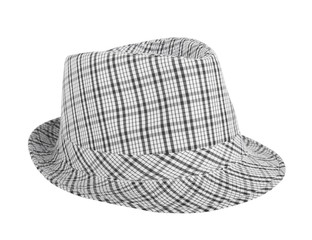 Monochrome checked hat for the summer on an isolated background