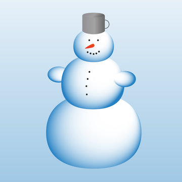 Vector drawing of a snowman with buttons made of coal, carrot no